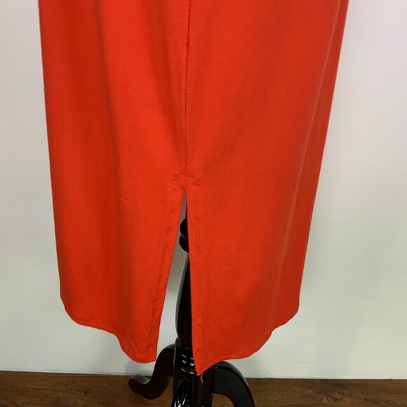 Eileen Fisher Orange Sleeveless Crewneck Shift Midi Dress Large - Picture 7 of 16